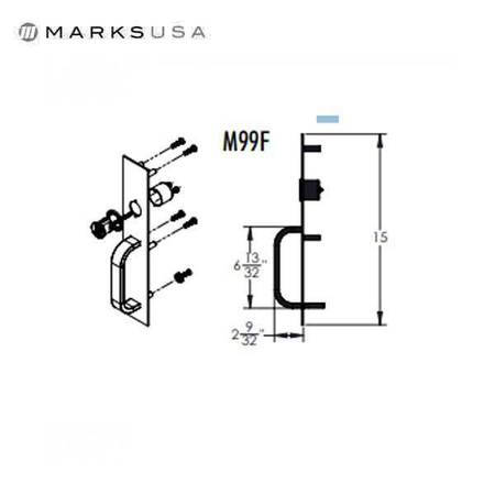 MARKS MARKS: M99 Night Latch Trim with Cylinder Hole - Less Cylinder MRK-M99F-32D-G3